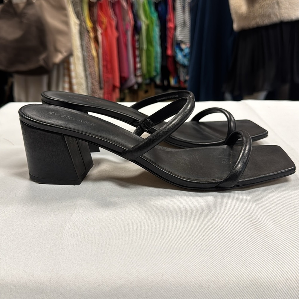 Everlane Double Strap Heel Black Sandals Heels Size 10